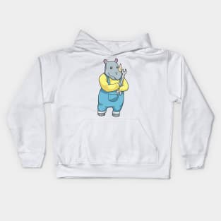 Rhino as Mechanic with Wrench Kids Hoodie